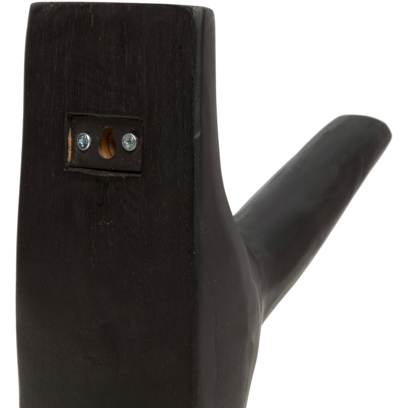 Patère murale originale 1 crochet en Bois de teck Noir The Hook 