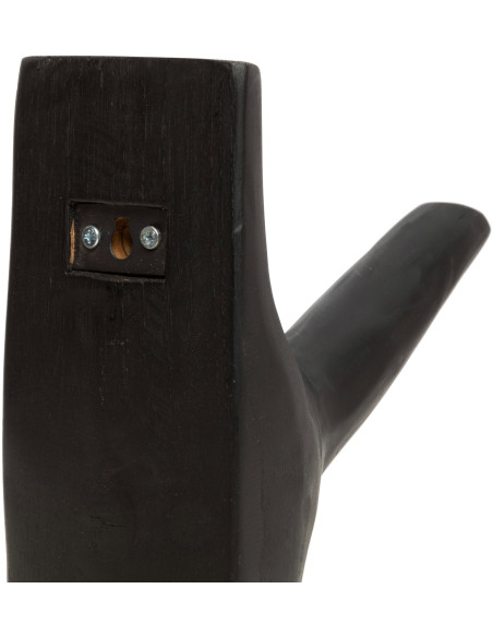 Patère murale originale 1 crochet en Bois de teck Noir The Hook 