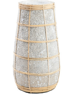 Vase Rond Hauteur 26 cm en Terre cuite Gris béton Raphia Naturel The Cutie 