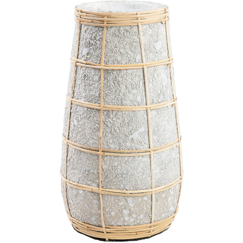 Vase Rond Hauteur 26 cm en Terre cuite Gris béton Raphia Naturel The Cutie 