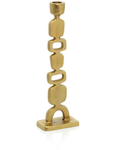 Grand Bougeoir ethnique chic Totem H 30 cm Métal Doré The Glowpad 