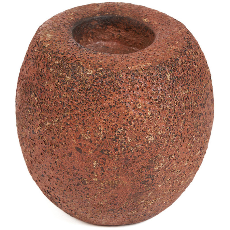Gros Bougeoir style minéral brut moderne H 12 cm Terre cuite Terracotta The Cavestone 