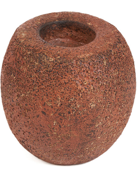 Gros Bougeoir style minéral brut moderne H 12 cm Terre cuite Terracotta The Cavestone 