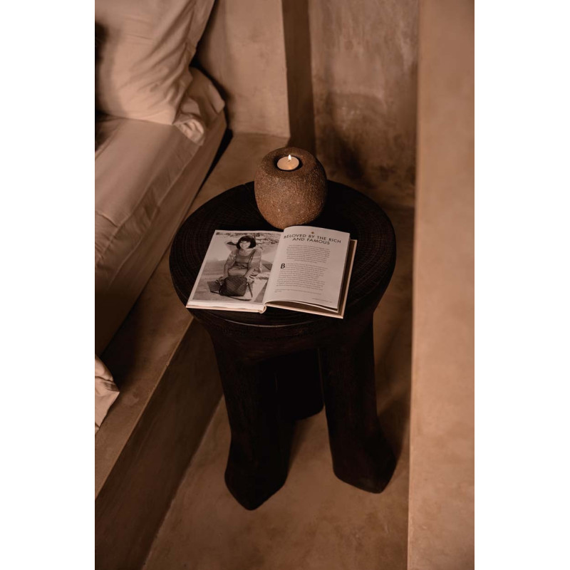 Gros Bougeoir style minéral brut moderne H 12 cm Terre cuite Terracotta The Cavestone 