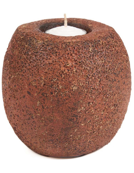 Gros Bougeoir style minéral brut moderne H 12 cm Terre cuite Terracotta The Cavestone 