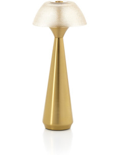 Lampe à poser LED rechargeable design Champignon H 28 cm Métal Laiton doré The Mushlampio 