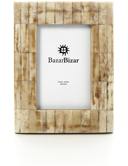 Cadre photo original ethnique chic pour photo 10x15 Os de buffle Beige the Amber Sands 