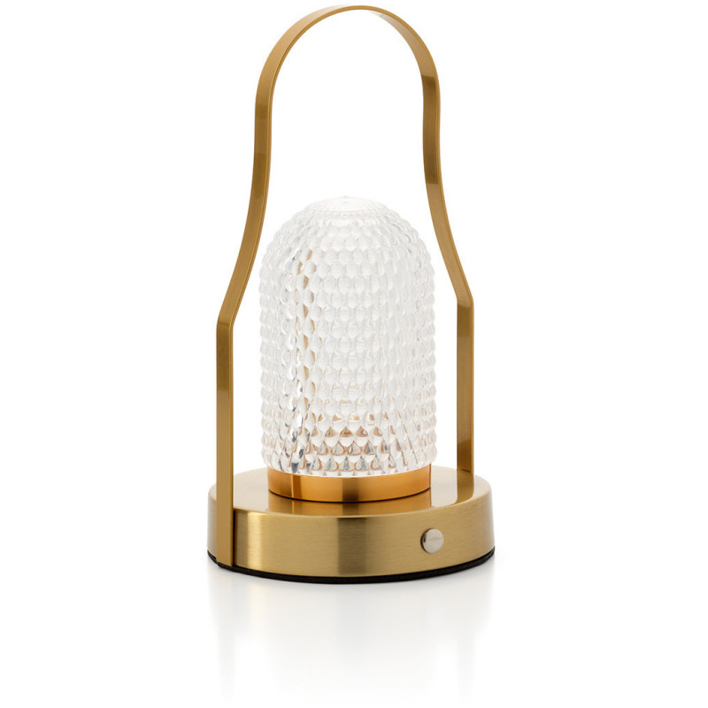 Lampe à poser LED rechargeable design art déco avec poignée H 23 cm Métal Laiton doré The Lampuccino 