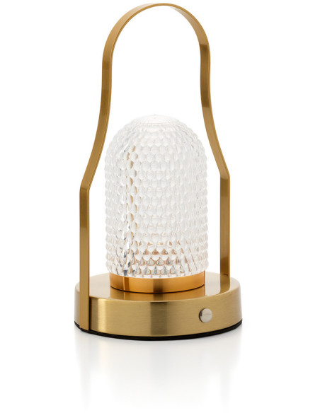 Lampe à poser LED rechargeable design art déco avec poignée H 23 cm Métal Laiton doré The Lampuccino 