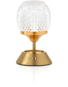 Lampe à poser LED rechargeable design art déco H 18 cm Métal Laiton doré The Glow Sinatra 