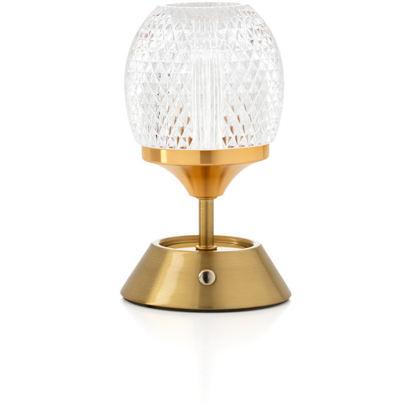 Lampe à poser LED rechargeable design art déco H 18 cm Métal Laiton doré The Glow Sinatra 