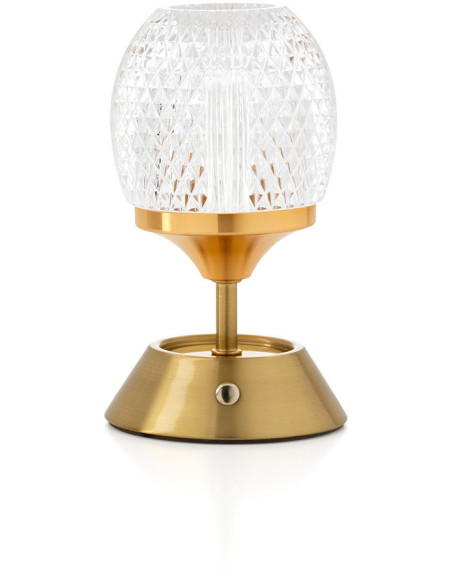 Lampe à poser LED rechargeable design art déco H 18 cm Métal Laiton doré The Glow Sinatra 