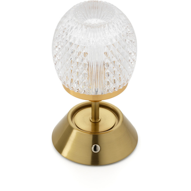 Lampe à poser LED rechargeable design art déco H 18 cm Métal Laiton doré The Glow Sinatra 