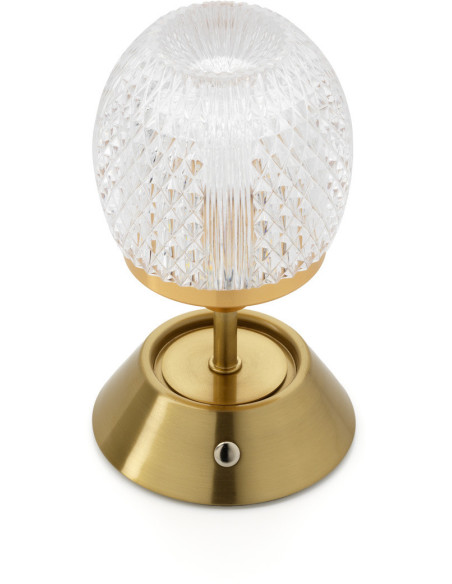 Lampe à poser LED rechargeable design art déco H 18 cm Métal Laiton doré The Glow Sinatra 