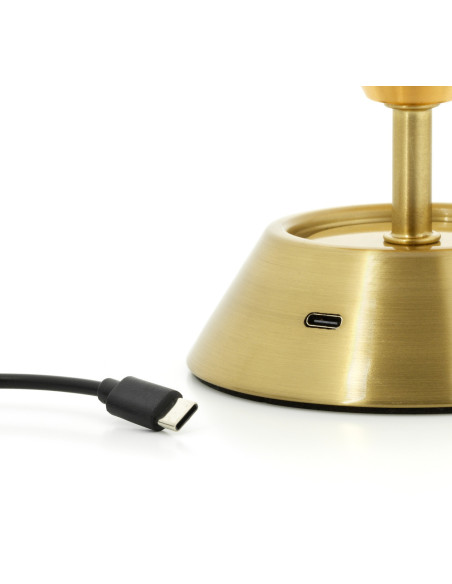 Lampe à poser LED rechargeable design art déco H 18 cm Métal Laiton doré The Glow Sinatra 