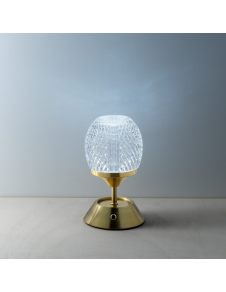 Lampe à poser LED rechargeable design art déco H 18 cm Métal Laiton doré The Glow Sinatra 