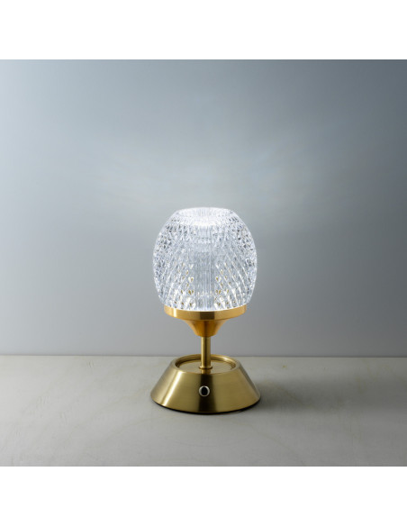 Lampe à poser LED rechargeable design art déco H 18 cm Métal Laiton doré The Glow Sinatra 