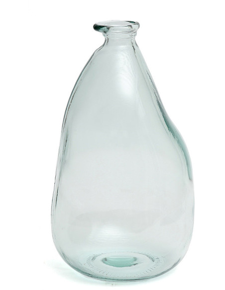 Vase organique Bouteille Hauteur 36 cm Verre recyclé Bleu Transparent The Shudi 