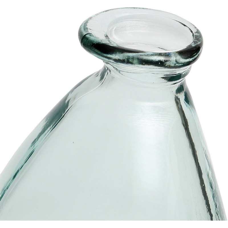 Vase organique Bouteille Hauteur 36 cm Verre recyclé Bleu Transparent The Shudi 