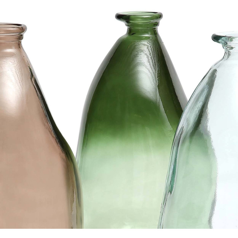 Vase organique Bouteille Hauteur 36 cm Verre recyclé Bleu Transparent The Shudi 