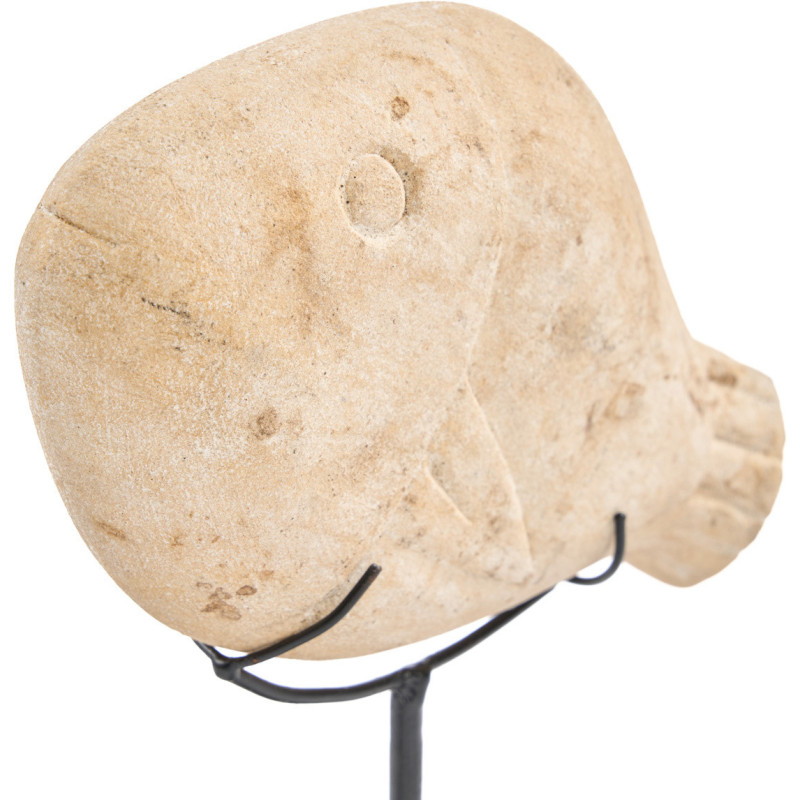 Sculpture déco sur pied Poisson H 23 cm Grès Beige Métal Noir The Fish Stone 