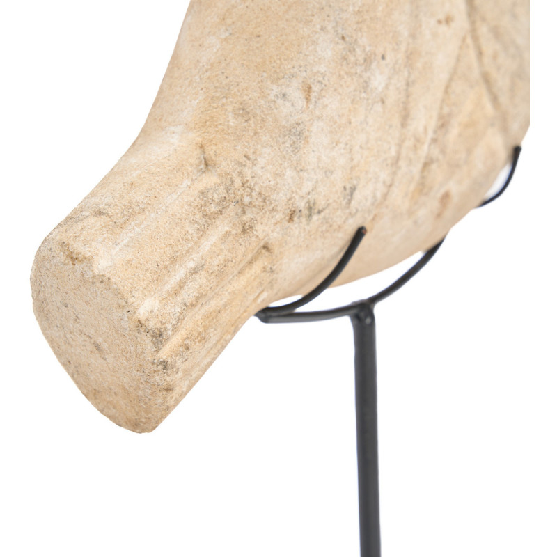Sculpture déco sur pied Poisson H 23 cm Grès Beige Métal Noir The Fish Stone 