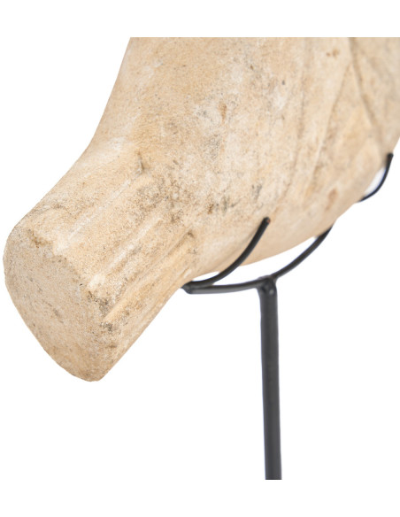 Sculpture déco sur pied Poisson H 23 cm Grès Beige Métal Noir The Fish Stone 