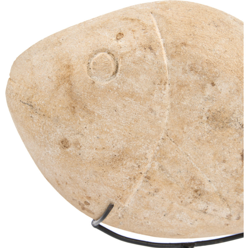 Sculpture déco sur pied Poisson H 23 cm Grès Beige Métal Noir The Fish Stone 