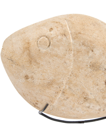 Sculpture déco sur pied Poisson H 23 cm Grès Beige Métal Noir The Fish Stone 