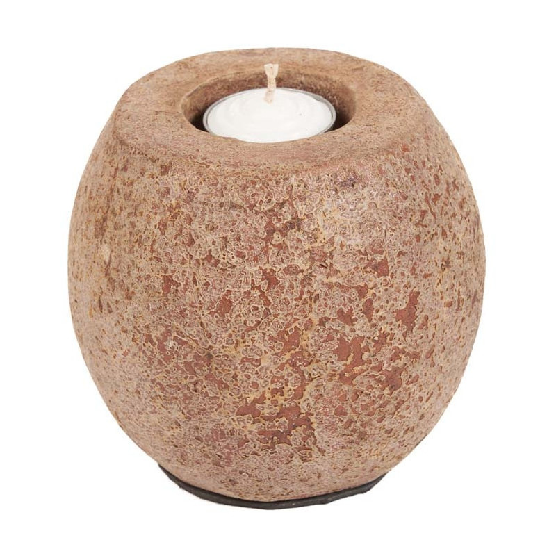 Gros Bougeoir style minéral brut moderne H 12 cm Terre cuite Marron The Cavestone 