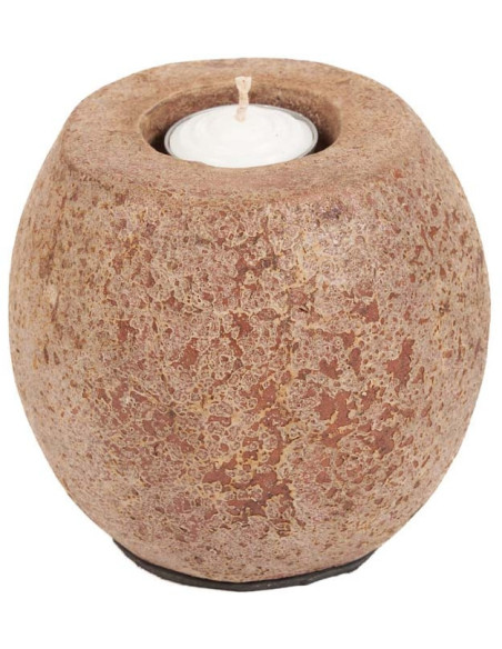 Gros Bougeoir style minéral brut moderne H 12 cm Terre cuite Marron The Cavestone 