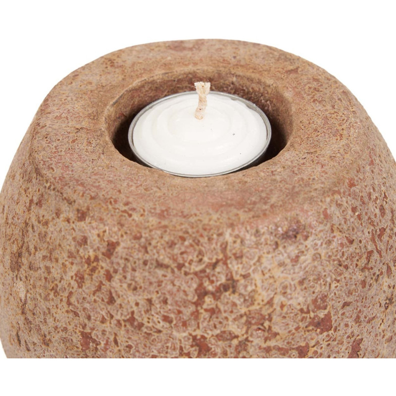 Gros Bougeoir style minéral brut moderne H 12 cm Terre cuite Marron The Cavestone 