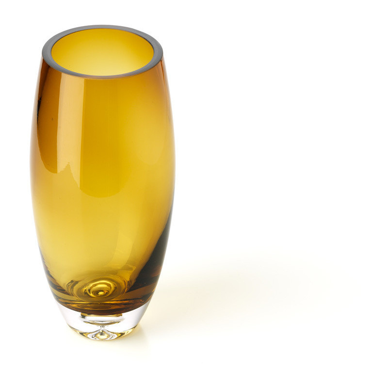 Vase design moderne Flûte H 25 cm Verre recyclé Jaune miel The Honey Glow 