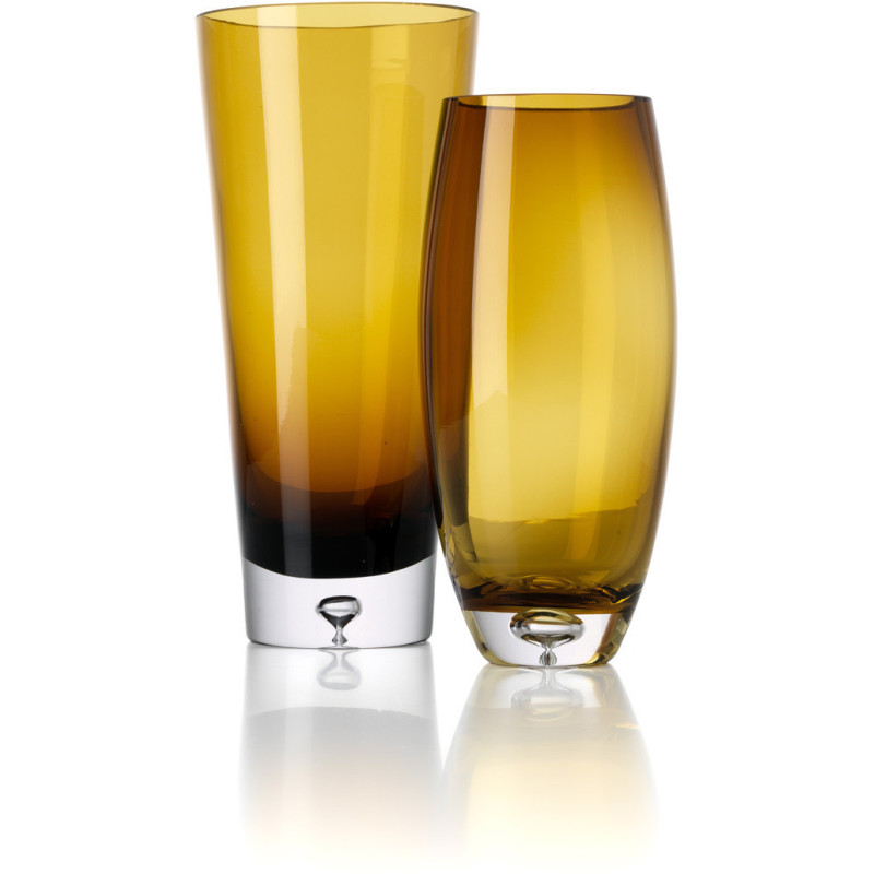 Vase design moderne Flûte H 25 cm Verre recyclé Jaune miel The Honey Glow 