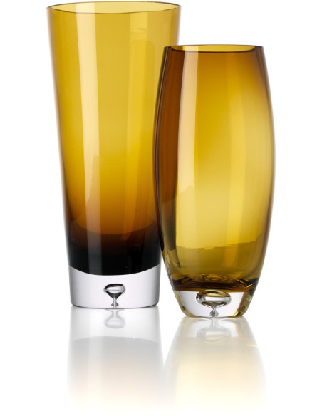 Vase design moderne Flûte H 25 cm Verre recyclé Jaune miel The Honey Glow 