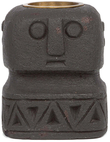 Bougeoir Personnage 8 cm en Grès Noir The Sumba Stone 