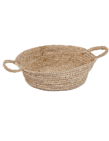 Corbeille de rangement bohème 2 poignées Rond 38 cm Raphia Naturel Tressé The Raffia 