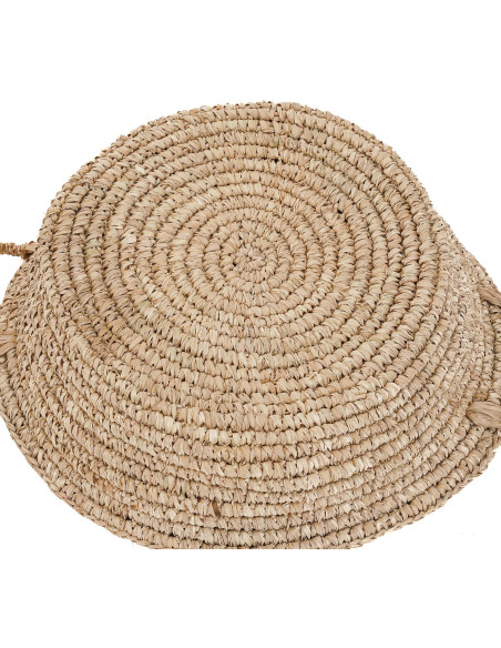 Corbeille de rangement bohème 2 poignées Rond 38 cm Raphia Naturel Tressé The Raffia 