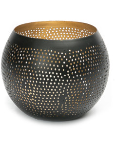 Photophore ajouré oriental chic boule 12 cm Métal Noir Doré The Pierced Ball 