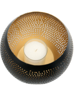 Photophore ajouré oriental chic boule 12 cm Métal Noir Doré The Pierced Ball 