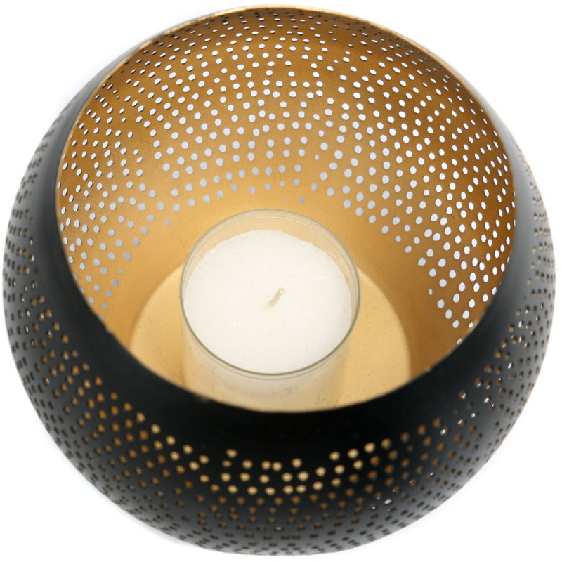 Photophore ajouré oriental chic boule 12 cm Métal Noir Doré The Pierced Ball 