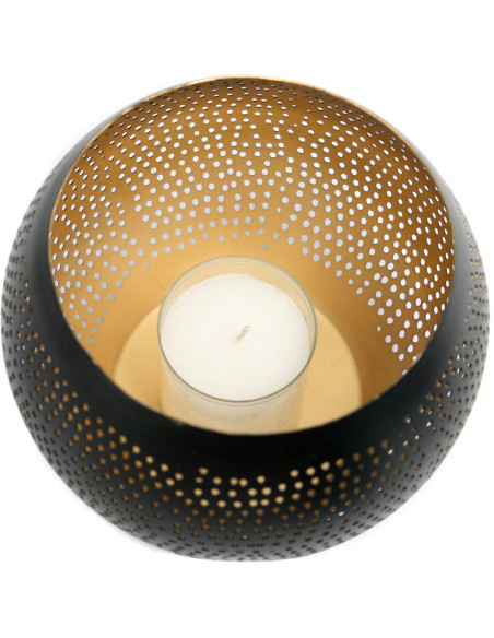 Photophore ajouré oriental chic boule 12 cm Métal Noir Doré The Pierced Ball 