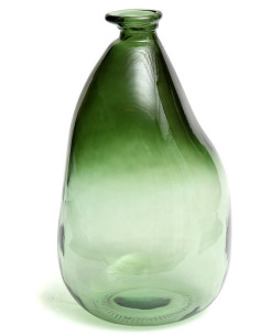 Vase organique Bouteille Hauteur 36 cm Verre recyclé Vert Transparent The Shudi 