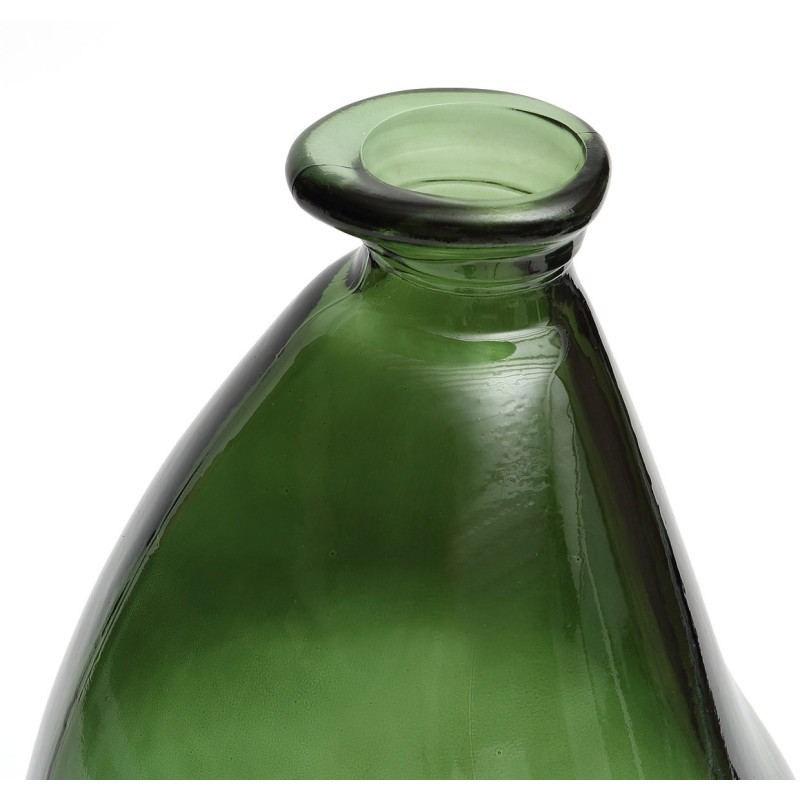 Vase organique Bouteille Hauteur 36 cm Verre recyclé Vert Transparent The Shudi 