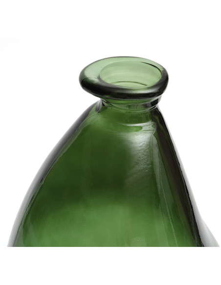 Vase organique Bouteille Hauteur 36 cm Verre recyclé Vert Transparent The Shudi 
