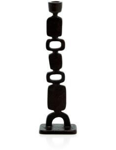 Grand Bougeoir ethnique chic Totem H 30 cm Métal Noir The Totemo 