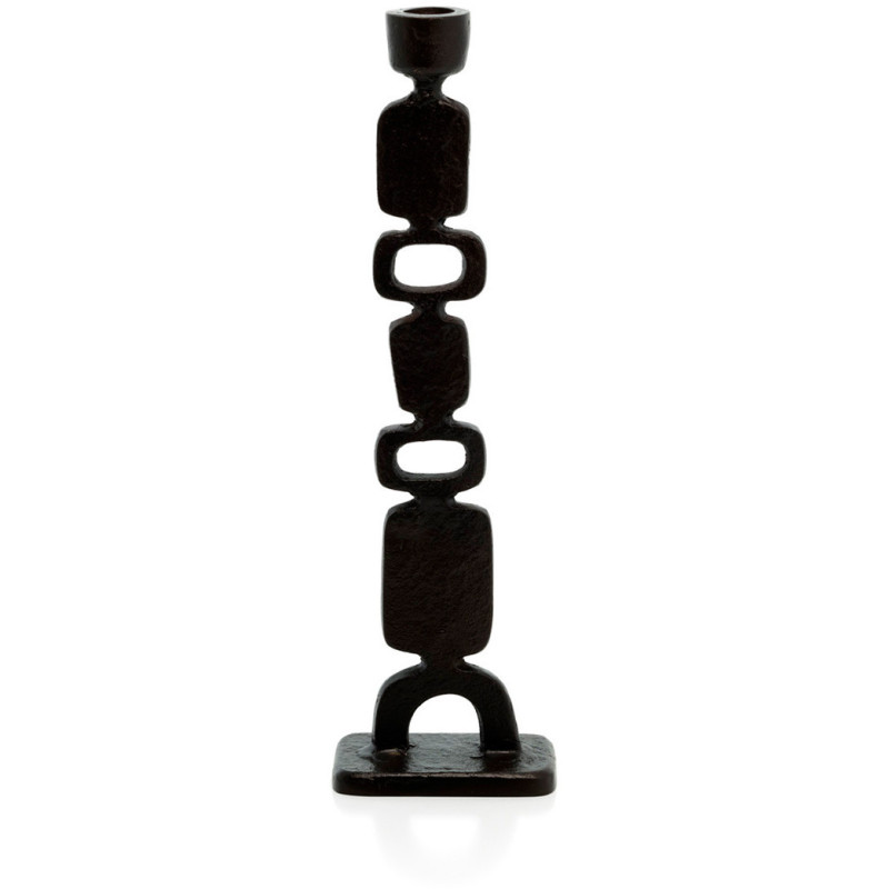 Grand Bougeoir ethnique chic Totem H 30 cm Métal Noir The Totemo 