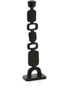 Grand Bougeoir ethnique chic Totem H 30 cm Métal Noir The Totemo 