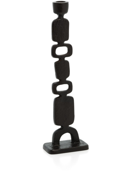 Grand Bougeoir ethnique chic Totem H 30 cm Métal Noir The Totemo 