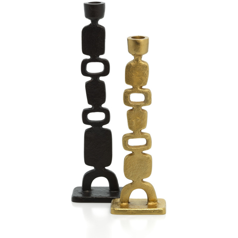 Grand Bougeoir ethnique chic Totem H 30 cm Métal Noir The Totemo 